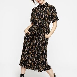 Disturbia Black Floral Midi Dress